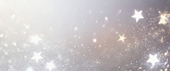 Wall Mural - Abstract light magic luxury background with stars cosmos on the silver background