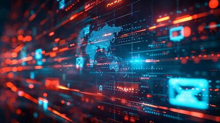 Leinwandbilder - Security monitoring threat protection on the network protection data from spam virus by notification in internet email letter junk or trash mail and compromised information Cybersecuri : Generative AI