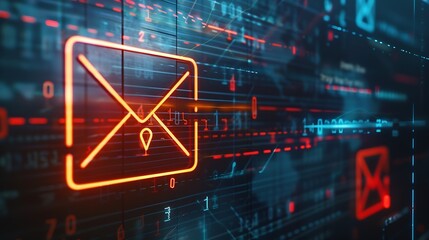 Leinwandbilder - Alert Email inbox and spam virus with warning caution for notification on internet letter security protect junk and trash mail and compromised information : Generative AI