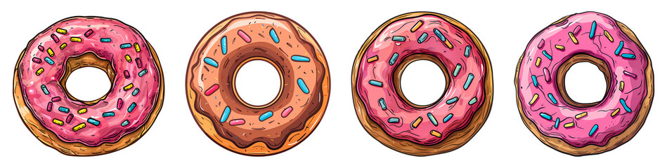 Wall Mural - Illustration, Donut, isolated, Cartoon