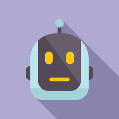 Poster - Vector illustration of a charming cartoon robot head with a purple background