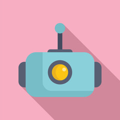 Poster - flat design vector illustration of a charming cartoon robot icon with a pastel backdrop