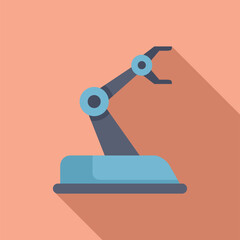 Poster - Simplistic flat design of a robotic arm, minimalistic style with soft shadows on a pink background