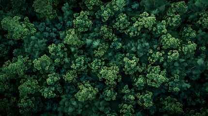 Aufkleber - Aerial view of forestecosystem and healthy environment Texture of green tree forest : Generative AI