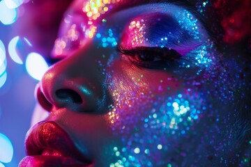 Poster - This abstract background showcases vibrant bokeh effects with a spectrum of colors against a dark backdrop