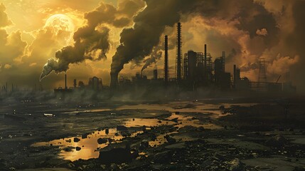 Poster - Escalating levels of greenhouse gases trigger runaway climate change, unleashing chaos as ecosystems collapse and weather patterns become unpredictable.