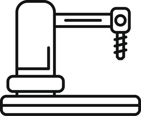 Poster - simple black line icon of a robotic arm used in manufacturing and automation
