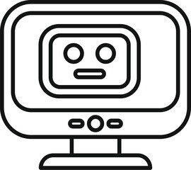 Poster - black and white line illustration of a computer monitor with a cartoon face expression
