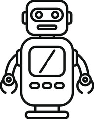 Poster - Monochrome vector illustration of a friendly cartoon robot, suitable for tech and education themes