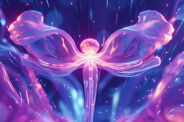 Poster - A vibrant, abstract image representing a synapse in the human brain with dynamic lighting