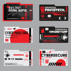 Wall Mural - cyberpunk scifi gaming futuristic icon pattern hud ux ui set collection template, 2d illustration re