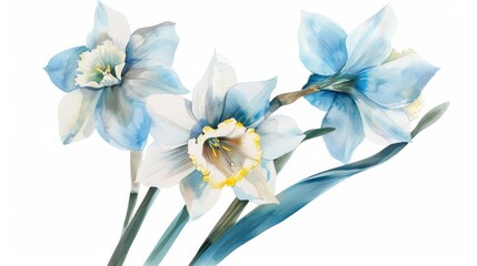 Wall Mural - A watercolor illustration of a Narcissus flower, designed as an underwater element.

