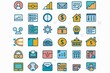 © Odin AI - An organized array of colorful business and finance related vector icons