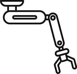 Poster - Black and white line art of a mechanical robotic arm, ideal for industrial design concepts