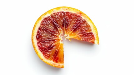 Wall Mural - A vibrant red blood orange slice isolated on a white background, showing full detail with a clipping path.

