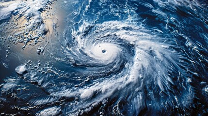 Wall Mural - A breathtaking space view of a hurricane, capturing its swirling clouds and vast scale
