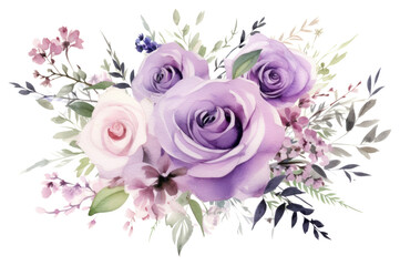 Wall Mural - PNG Minimal purple bouquet flower plant rose.
