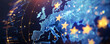 © Pixelmagic - Abstract map of the European Union with stars representing each country in blue and gold or yellow colors