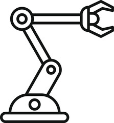 Poster - Simplistic black line art of a robotic arm, ideal for technology and automation concepts