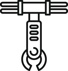 Poster - Vector illustration of a black and white industrial crane hook icon, representing heavy lifting equipment used in construction and industrial settings