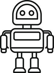 Poster - black and white line art of a quirky cartoon robot, ideal for techthemed designs