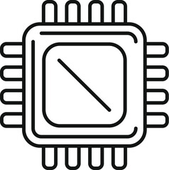 Poster - Line art vector graphic of a cpu or microchip, ideal for technologythemed designs