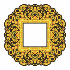 Wall Mural - Isolated borders or frames ornament. Ornamental elements for your designs. Black and gold colors. Floral carving decoration for postcards or invitations for social media.