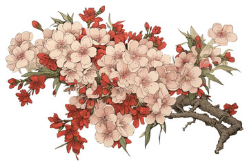 Wall Mural - PNG  An isolated sakura bouquet flower art blossom.