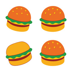 Wall Mural - Set of Burger fast food concept hand drawn sketch vector illustration on white background