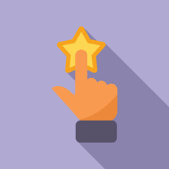 Poster - Graphical representation of a hand selecting a star icon on a purple background