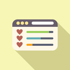 Poster - minimalist vector illustration showing a simplified browser window with hearts and progress bars