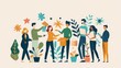© taelefoto - A flat design illustration of community support, featuring characters of different backgrounds helping each other in various tasks. The minimalist background emphasizes the importance of mutual aid