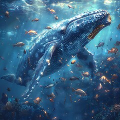 Wall Mural - whale in the sea