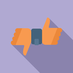 Sticker - Flat design vector illustration of thumbs up and thumbs down symbols, representing approval and disapproval