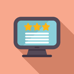 Poster - Flat design vector of a computer monitor displaying a threestar rating and feedback form