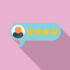 Sticker - Flat design vector illustration of a user rating with five stars in a speech bubble