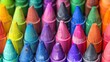 © Fitriyani - Box of crayons in a rainbow of colors background.