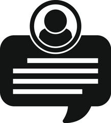 Poster - Black and white icon featuring a user profile inside a magnifier over a speech bubble