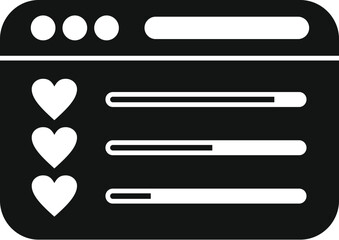 Fototapete - Simple silhouette icon representing a dating app interface with hearts and text lines