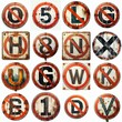 © vector_master - Forbidden Road traffic sign Lettering Typeface. AI generated illustration