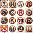 © vector_master - Forbidden Road traffic sign Lettering Typeface. AI generated illustration