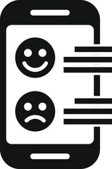 Poster - Smartphone mobile feedback concept icon with customer satisfaction emojis for happy and sad faces, user survey rating and review experience
