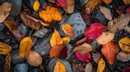 Canvas Print - Fallen leaves displaying autumnal colors