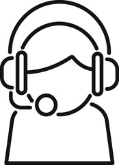 Poster - simple line art icon depicting a customer support representative with a headset