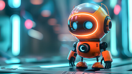 Small cute orange robot 