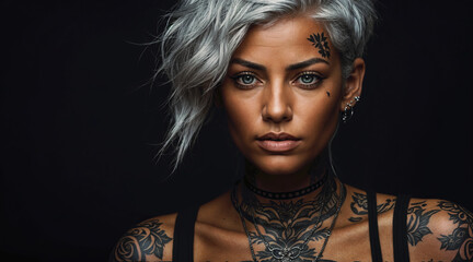 Wall Mural - Beautiful woman with tattoo