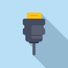 Poster - flat design of a power plug icon with shadow on a blue background, symbolizing connectivity