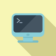 Poster - Modern flat design icon of a computer monitor with a command prompt symbol, on a pastel background