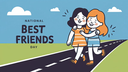 Wall Mural - National Best Friends Day, Post, National Best Friends Day Poster, Best Friends Day, Illustration, Happy National Best Friends Day, International Friendship Day, Poster, Post, Banner, Social media   