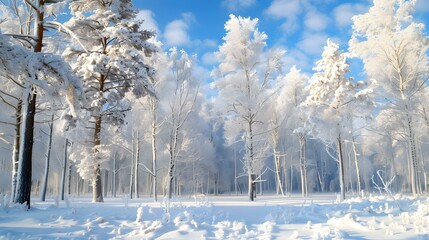 Poster - winter day snow-covered tree img